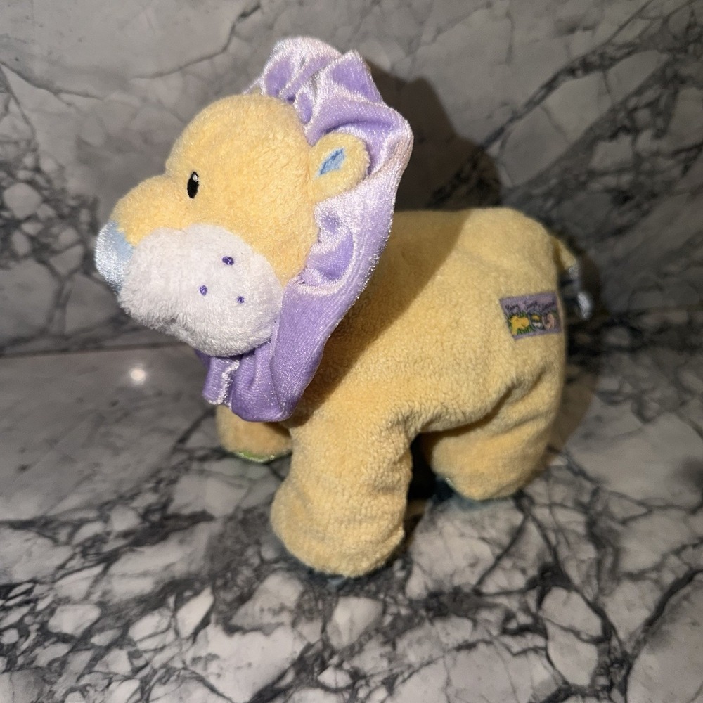 Baby Gund Jungle Collection Yellow Purple Lion Plush Stuffed Toy 58087 Rattle